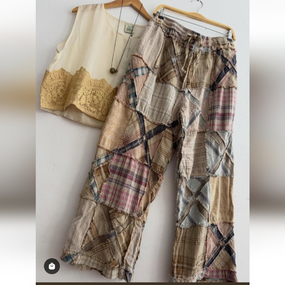 ✨NEW Jaded Gypsy Paths Crossed Patchwork Plaid Women's Pants - L\XL REMAIN
